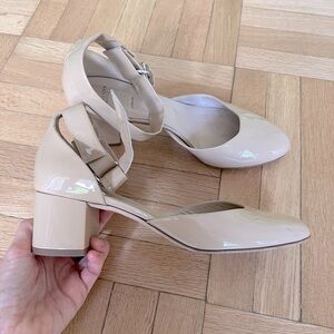 Alexander White London - Nude Patent Ankle Strap Sandals